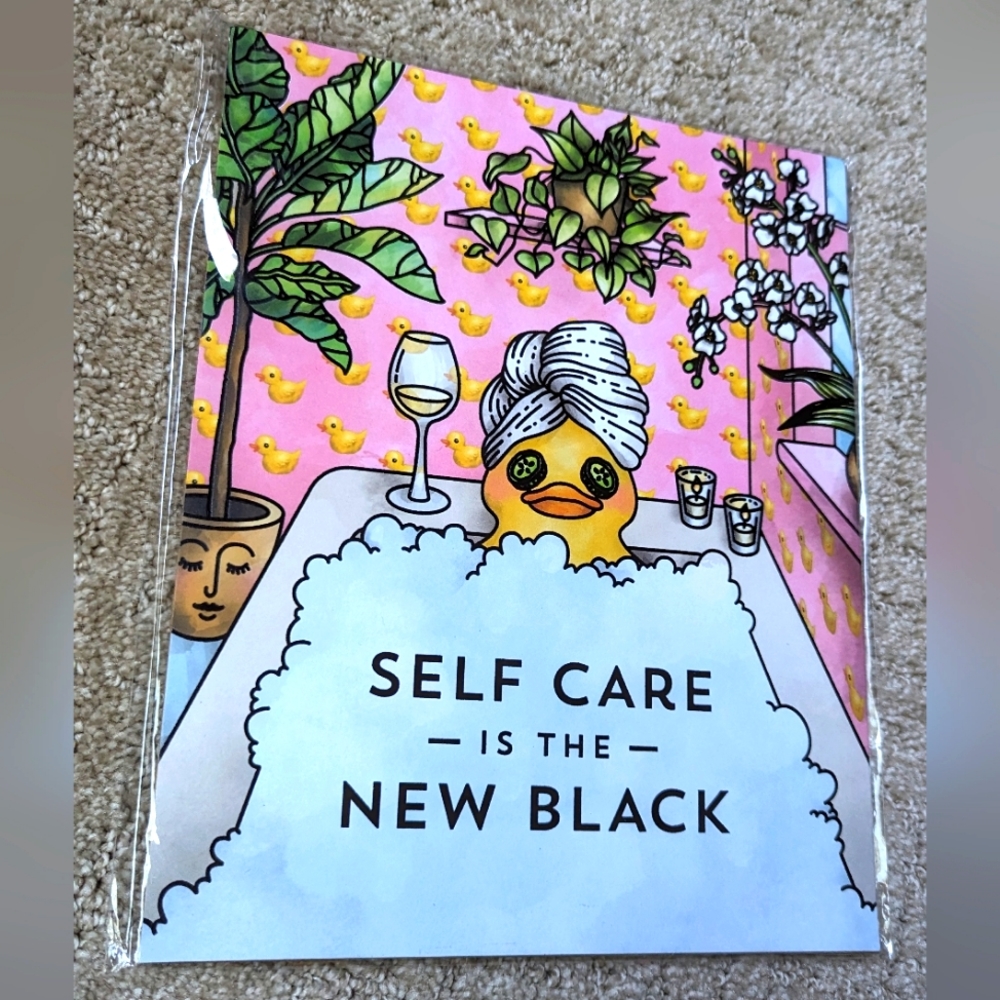 Self Care is the new black print - duck in bath